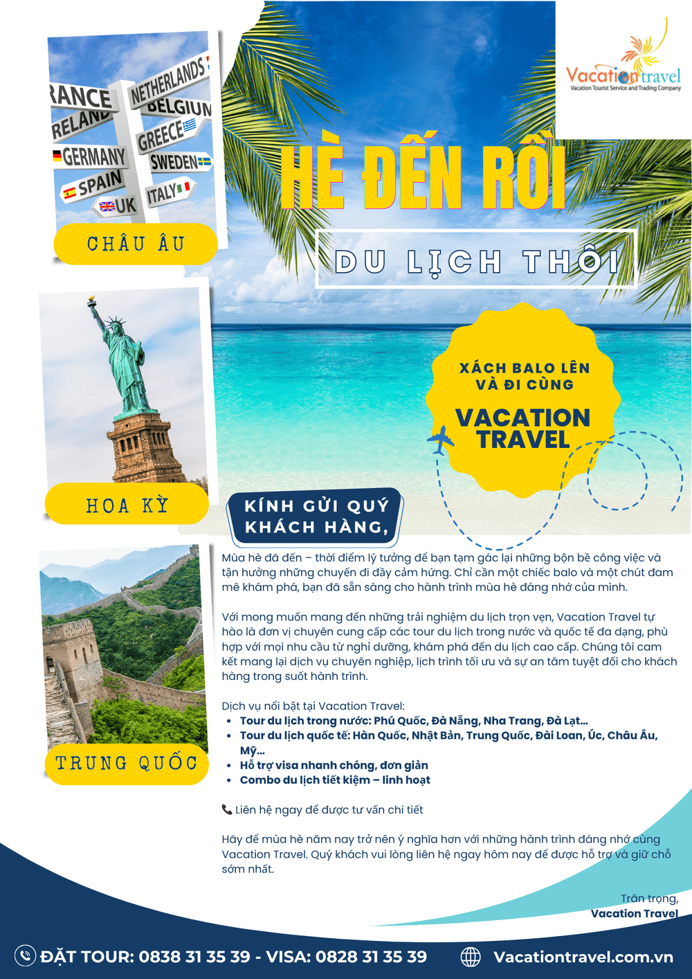 Tour Du Lịch Hè 2026 Giá Tốt – Đặt Ngay Cùng Vacation Travel